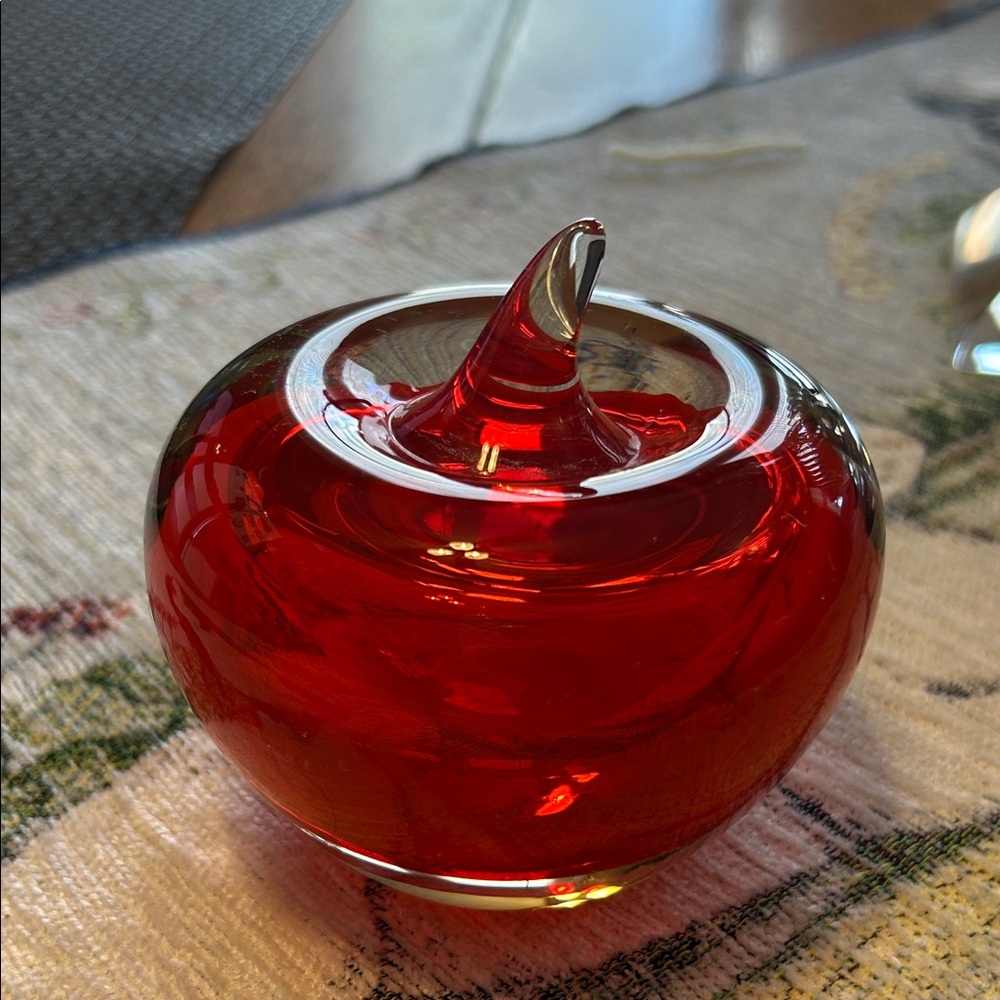 Red Glass Apple Paperweight